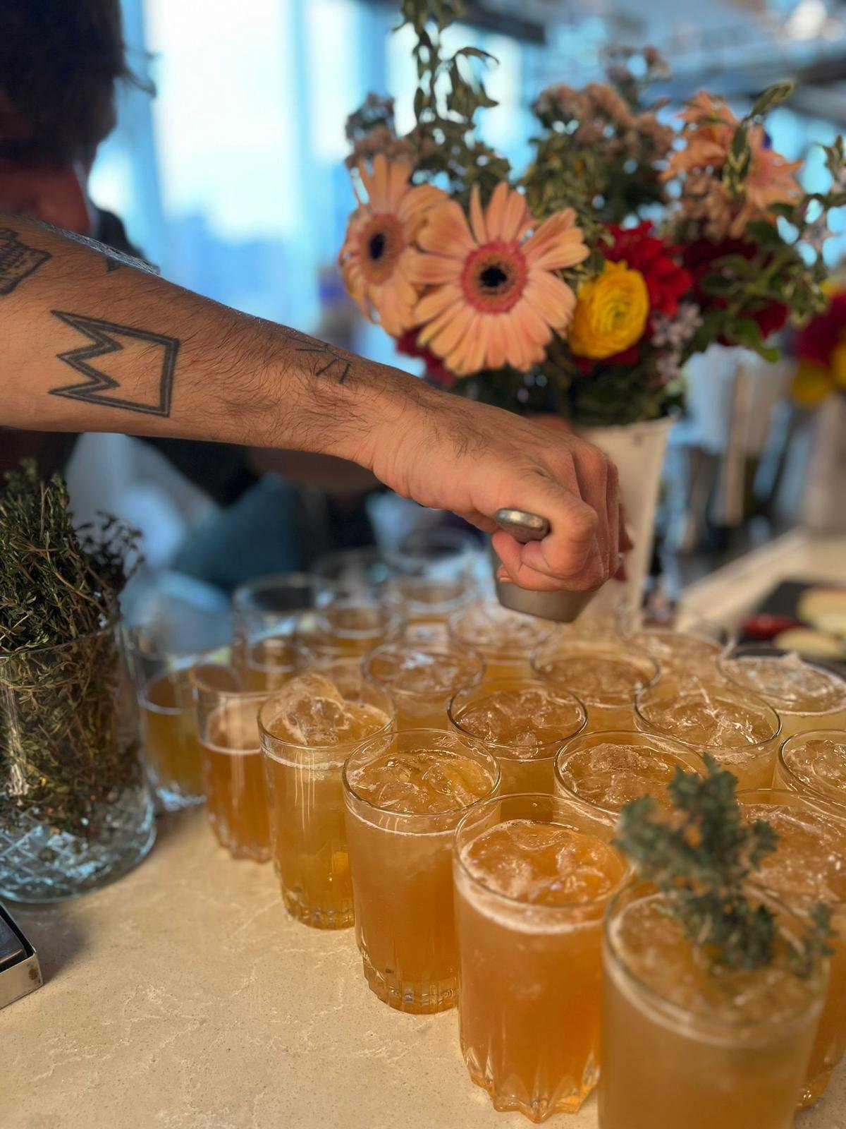 NIJ & BIJ cocktail bar at a Rosh Hashanah office event